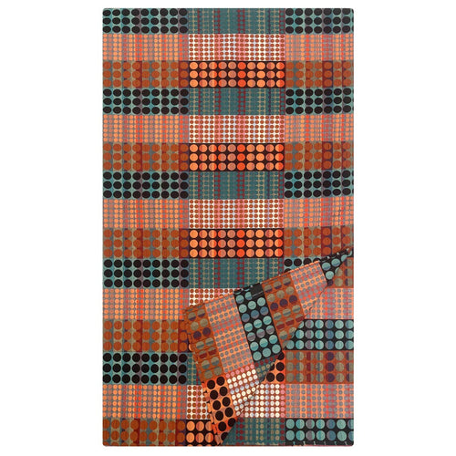 Bed Throw in orange, teal and ecru