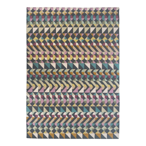 luxury rug, geometric rug, modern rug,  designer rug, purple rug, multicoloured rug, funky pattern rug