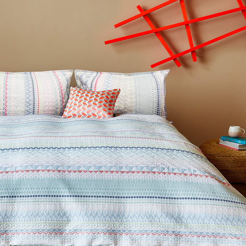 geometric bed linen, colourful bed linen, designer bed linen, luxury bed linen, quality bedlinen, red bedlinen, cotton bedlinen, pink bedlinen, white bedlinen, neutral bedlinen