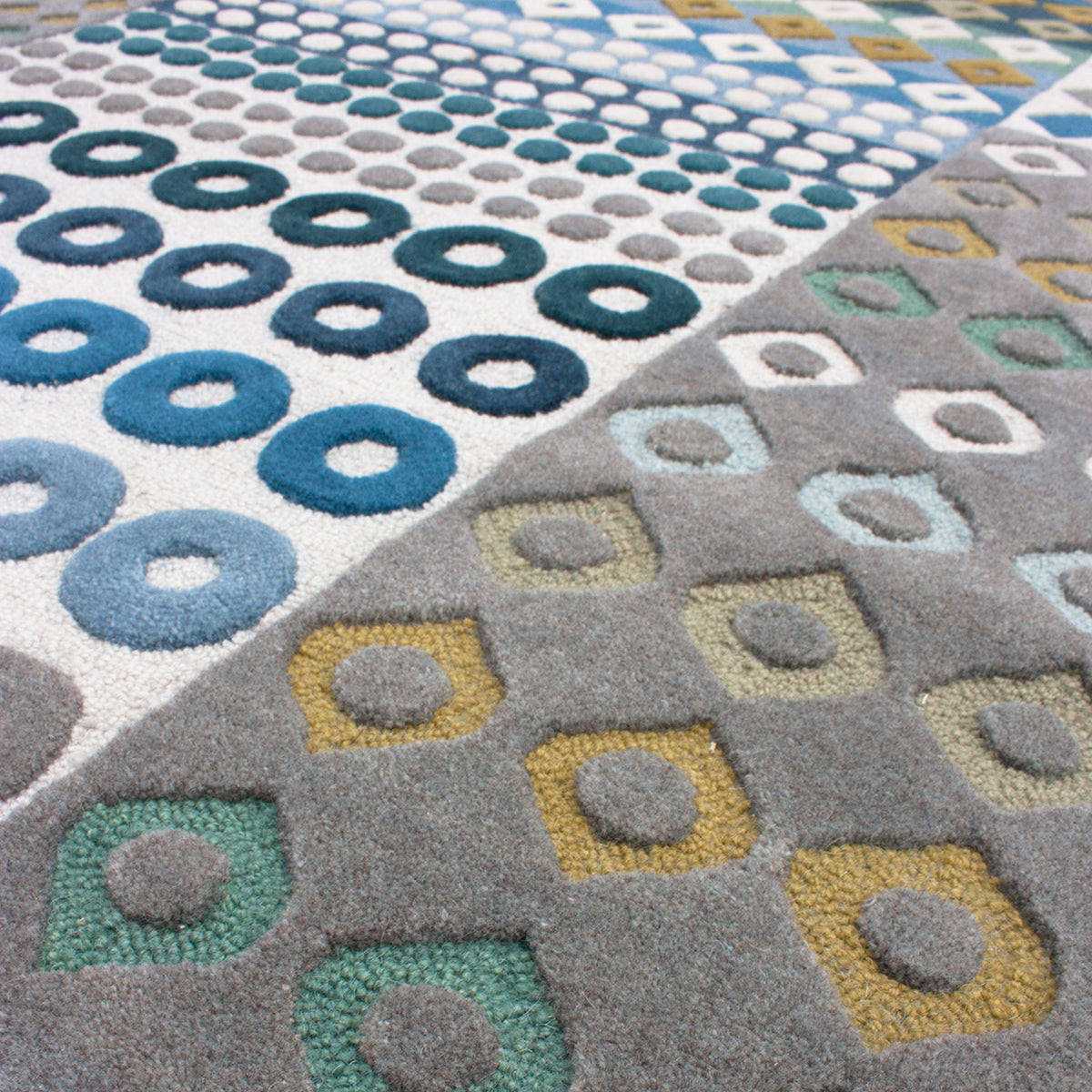 luxury rug, geometric rug, modern rug, wool rug, designer rugs, blue rug