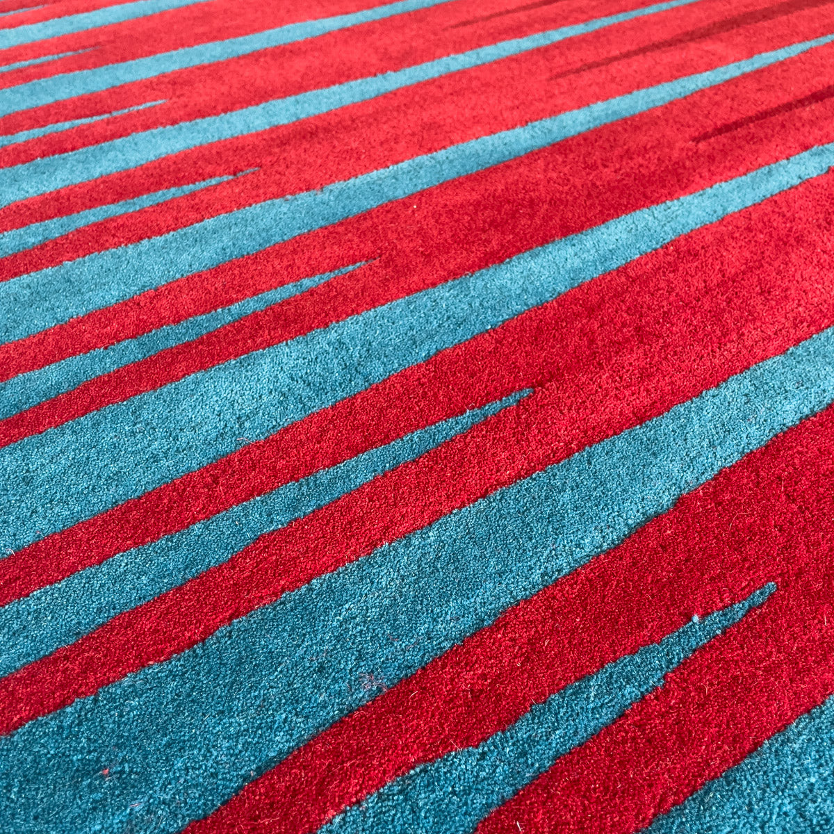 Geometric pattern, colourful rugs, designer rugs, luxury rugs, wool rugs, geometric rug, modern rug, blue rug, red rug