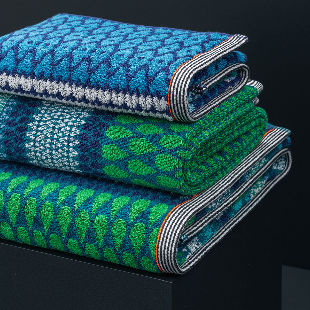 towel, Cotton towel, Geometric towel, colourful towel, Luxury towel, Designer towel, blue towel, 100% cotton towel, green towel