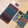 luxury rug, geometric rug, modern rug, wool rug, blue rug, designer rugs, colourful rug, blue stripy rug, multicoloured rug, blue striped rug sample 