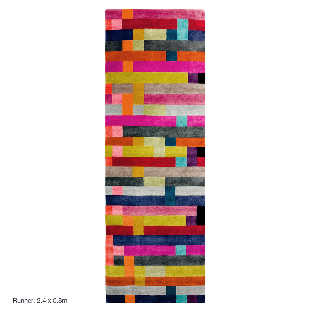 multicoloured rug, block coloured rug, margo selby rug,  tufted rug, kitchen rug, living room rug, runner rug, modern rug, geometric rug 