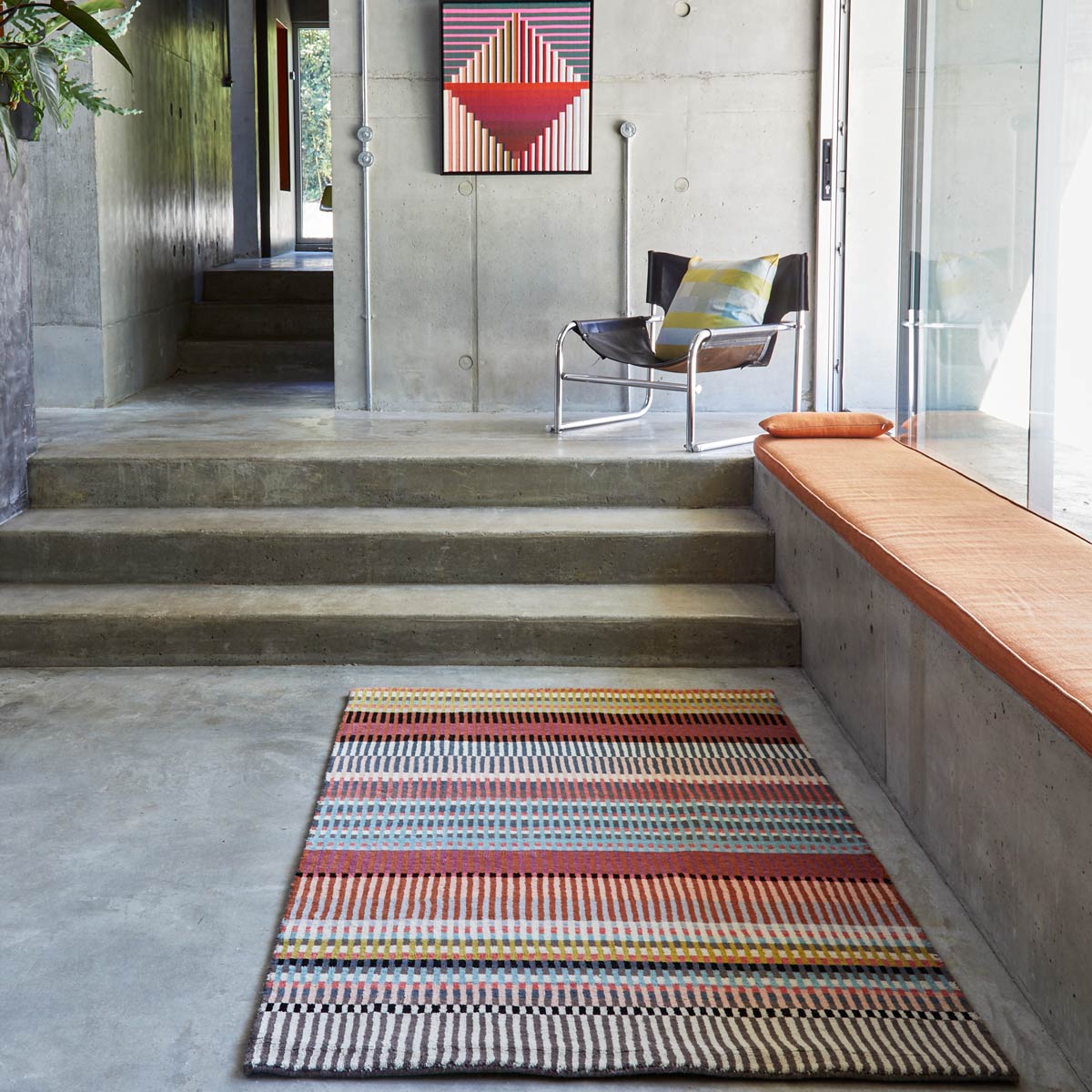 luxury rug, geometric rug, modern rug, wool rug, designer rugs, colourful rug,  stripy pink rug, netrual rug, stripy rug, light pink rug