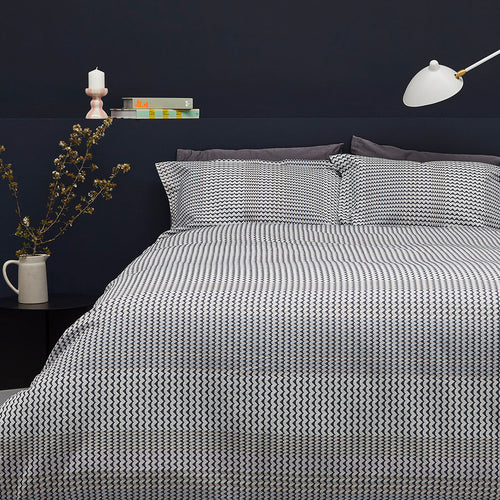 geometric bed linen, neutral bed linen, designer bed linen, luxury bed linen, quality bedlinen, blue bedlinen, cotton bedlinen, white bed linen, grey bedlinen