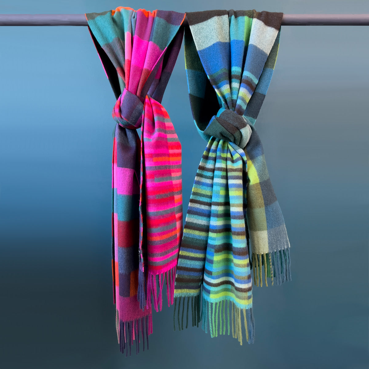 wool scarf, luxury scarf, designer scarf, mens scarf, womens scarf, green scarf, blue scarf
