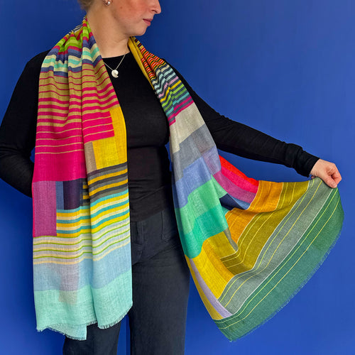 Moon Landing | Lightweight Fine Wool Art Scarf