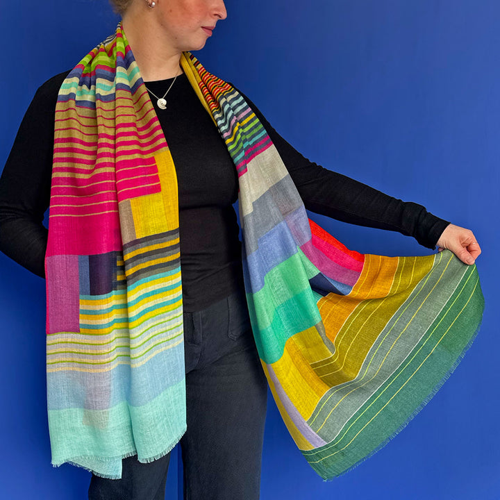 Moon Landing | Lightweight Fine Wool Art Scarf