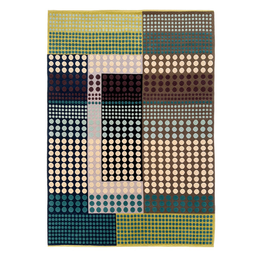 colourful rug, luxury rug, geometric rug, modern rug, wool rug, blue rug, green rug