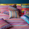 geometric bed linen, colourful bed linen, designer bed linen, luxury bed linen, quality bedlinen, red bedlinen, cotton bedlinen, pink bedlinen