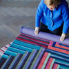 luxury rug, geometric rug, modern rug, wool rug, designer rugs, colourful rug, multicoloured rug, striped rug 