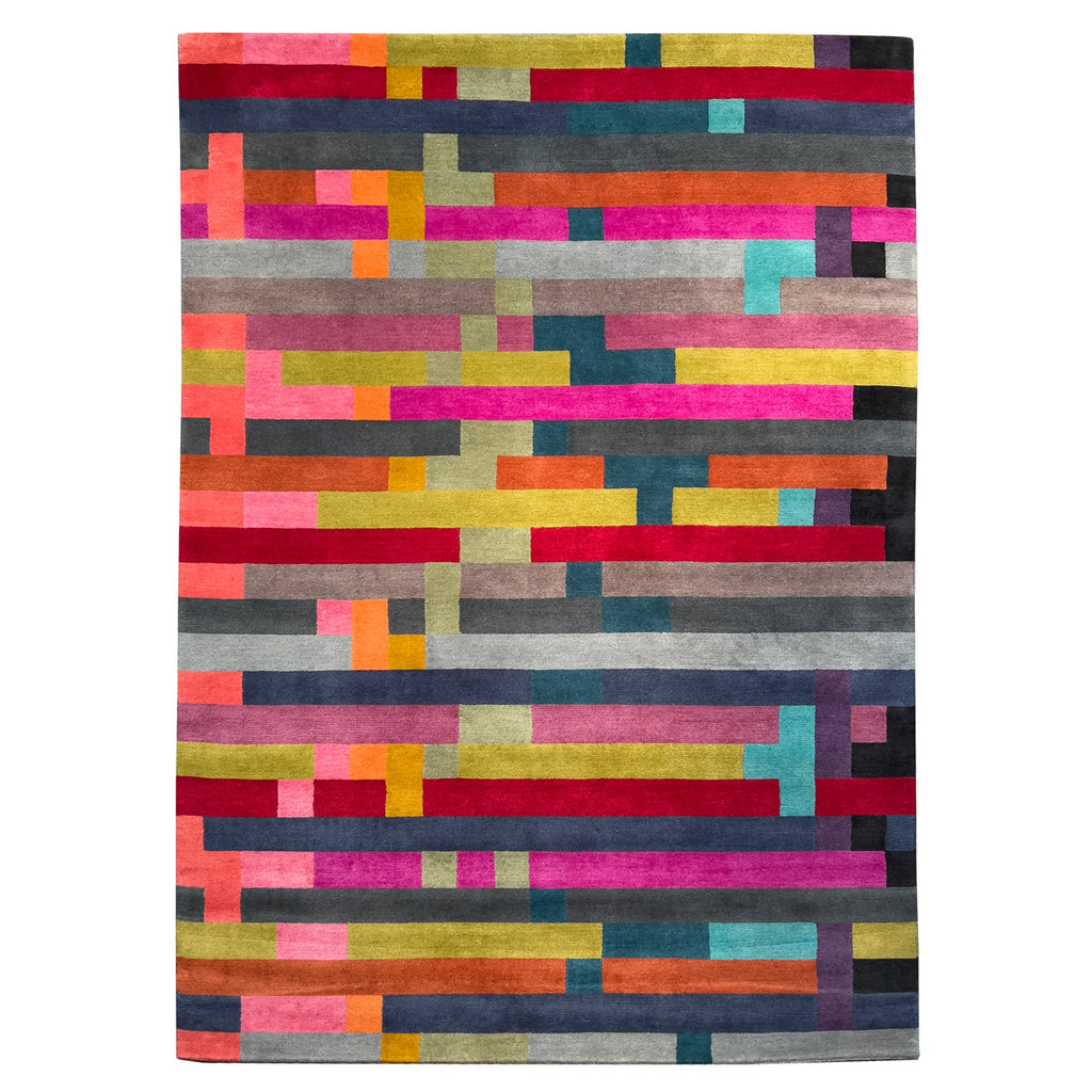 colourful rug, luxury rug, geometric rug, modern rug, wool rug, multicoloured rug, block coloured rug, margo selby rug,  tufted rug 