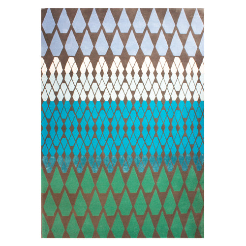 Geometric pattern, colourful rugs, designer rugs, luxury rugs, wool rugs, geometric rug, modern rug, blue rug, green rug