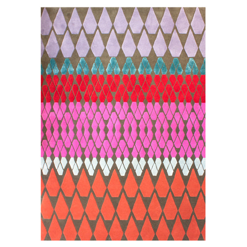 Geometric pattern, colourful rugs, designer rugs, luxury rugs, wool rugs, geometric rug, modern rug, red rug