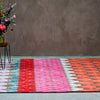 Geometric pattern, colourful rugs, designer rugs, luxury rugs, wool rugs, geometric rug, modern rug, red rug