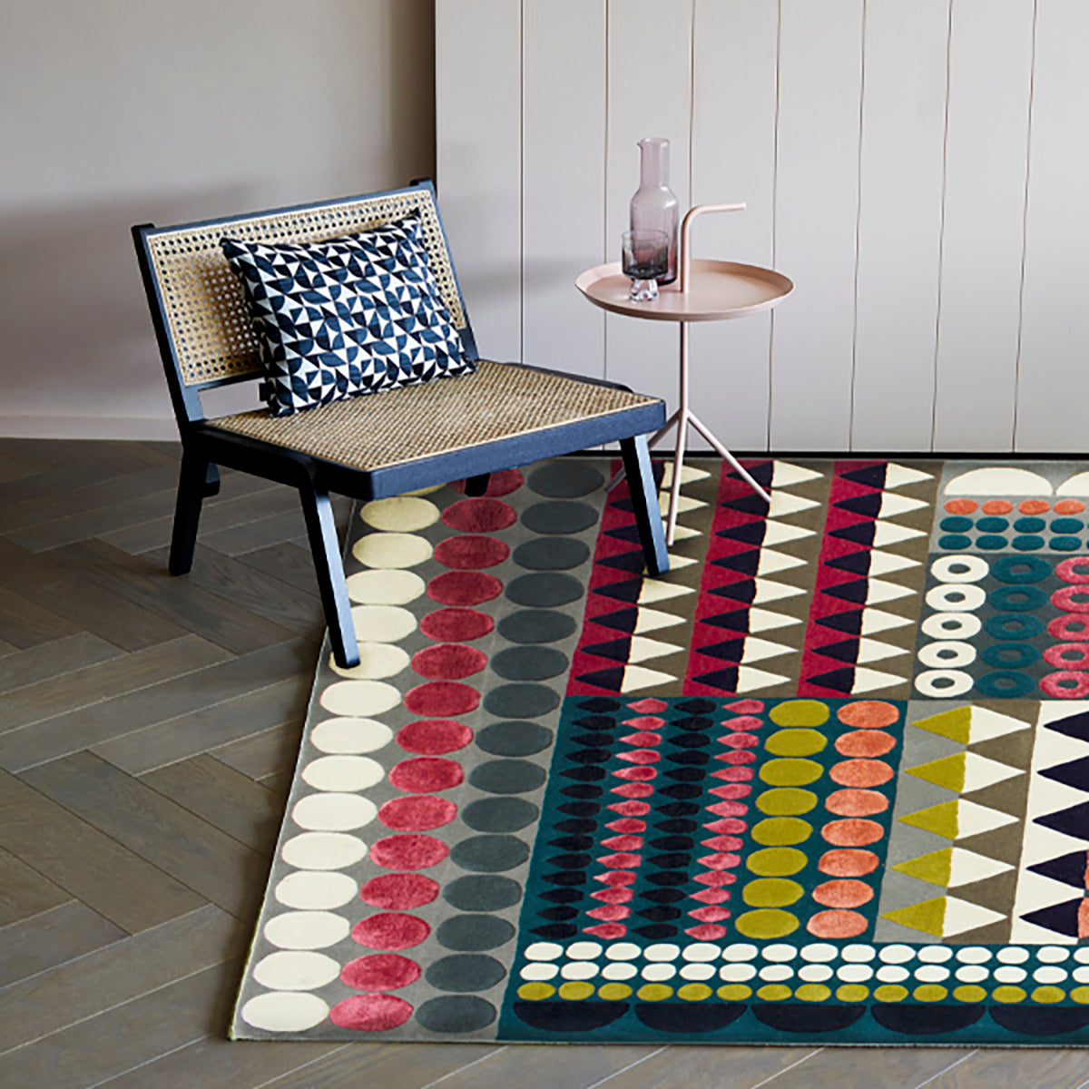 Geometric pattern, colourful rugs, designer rugs, luxury rugs, wool rugs, geometric rug, modern rug