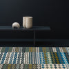 luxury rug, geometric rug, modern rug, wool rug, designer rugs, blue rug