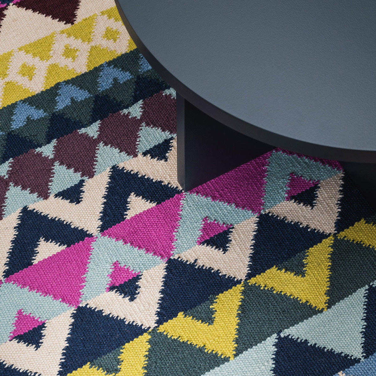 Geometric pattern, colourful rugs, designer rugs, luxury rugs, wool rugs, geometric rug, modern rug, yellow rug, pink rug, blue rug, purple rug