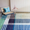luxury rug, geometric rug, modern rug, wool rug, designer rugs, colourful rug, blue rug, green rug