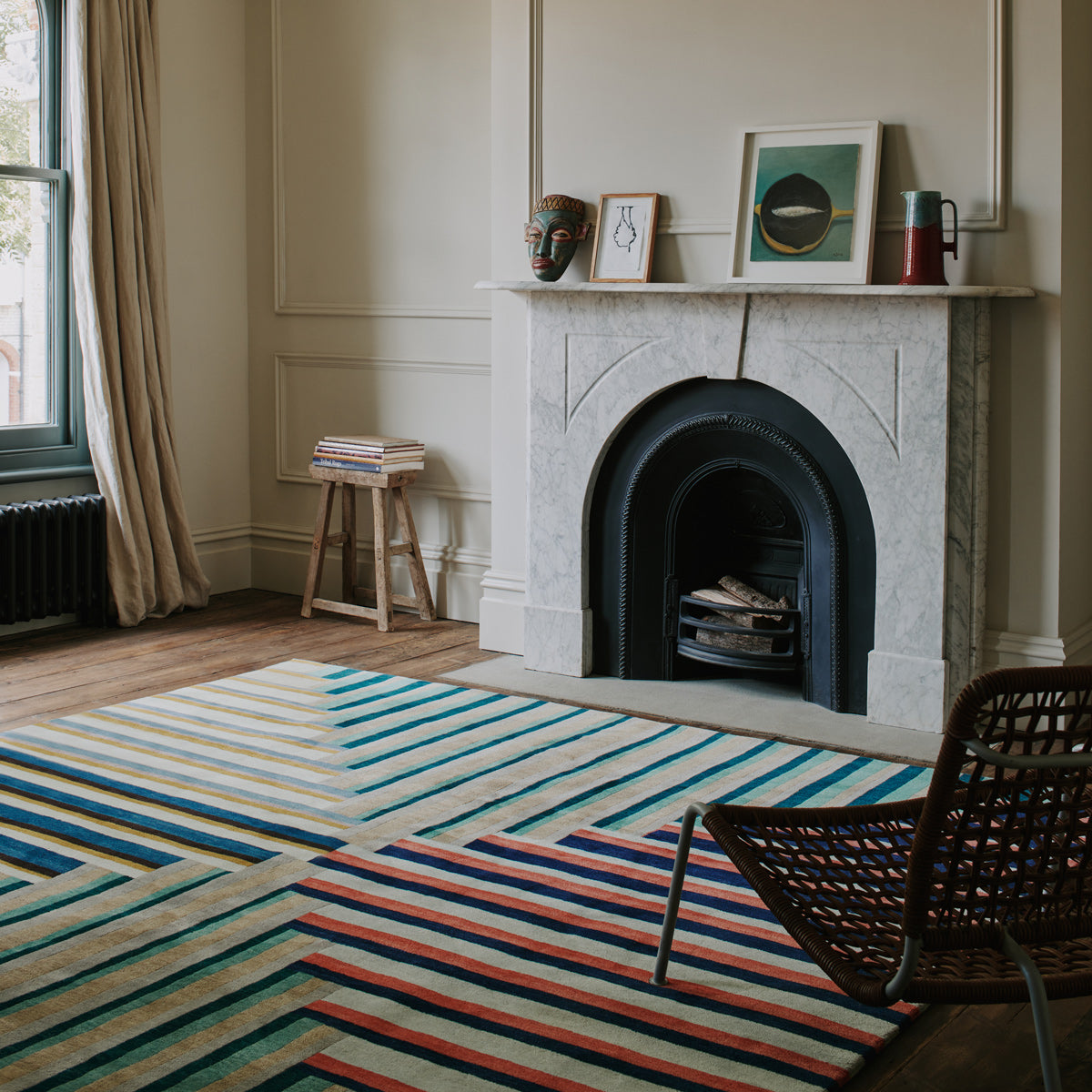 luxury rug, geometric rug, modern rug, wool rug, designer rugs, colourful rug, stripe rug