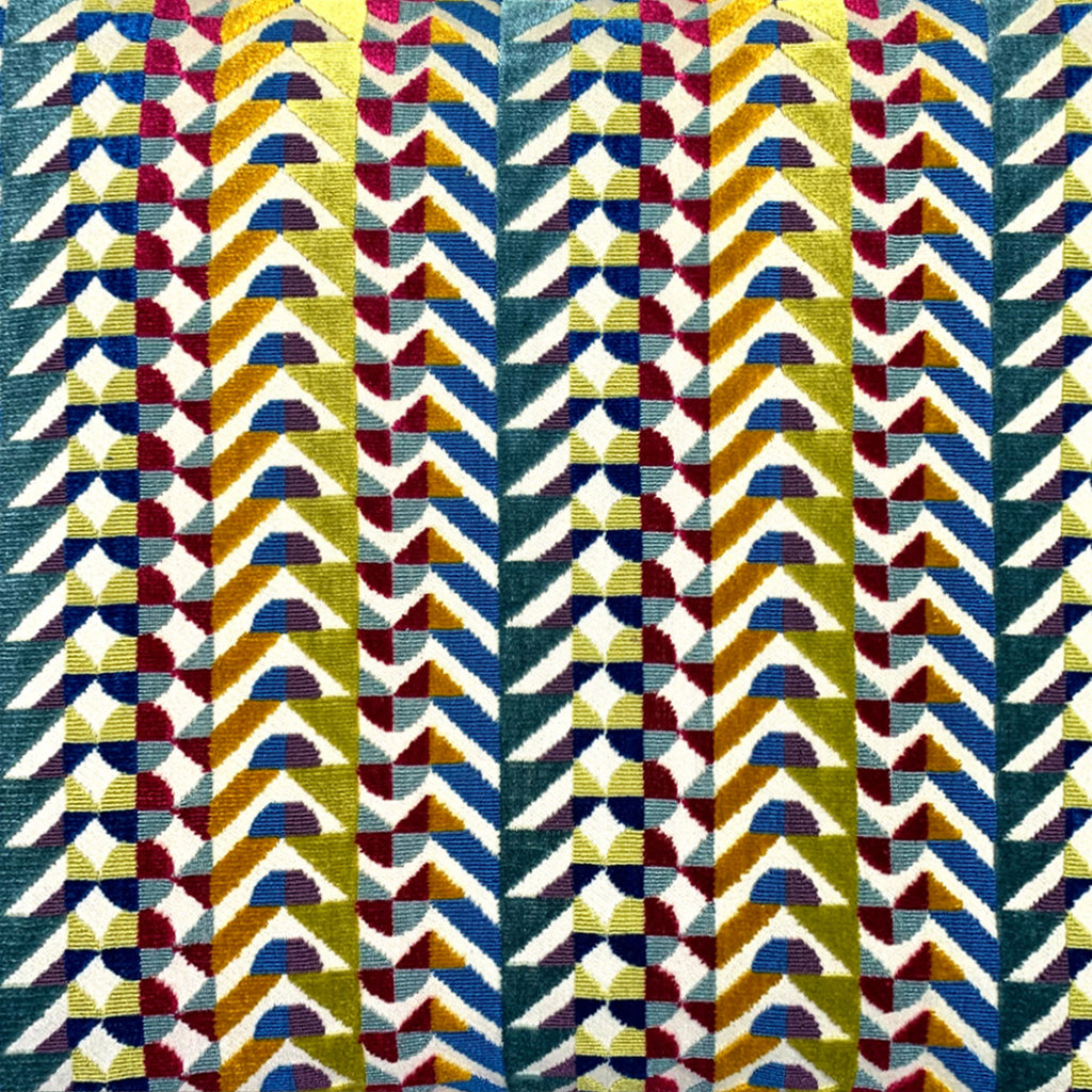 Interior accessories, interior decoration, British weaving, Margo Selby fabric, patterned fabric, colourful fabric, designer fabric, yellow fabric